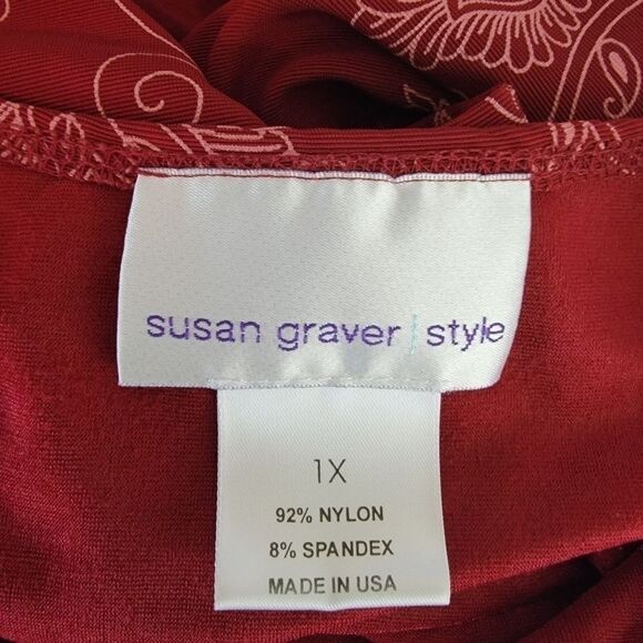 Susan graver floral short sleeve top 1x - Picture 6 of 6